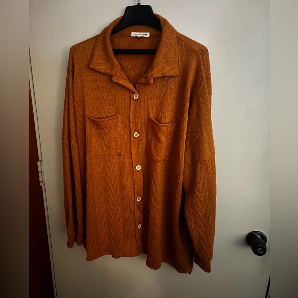 Casual Rust Button-Down Shirt   Oversized xl